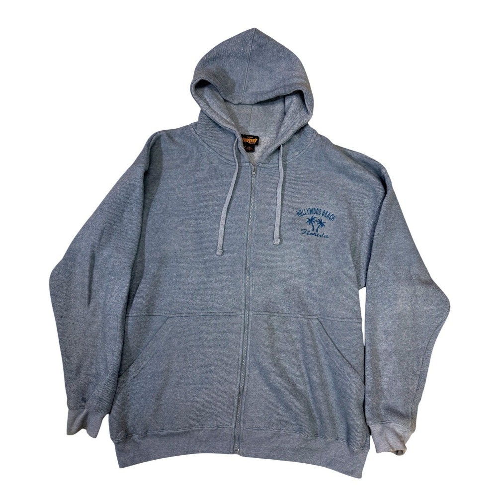 Renegade Club Mens 2XL Hoodie Gray Hollywood Beach Florida Zip Up Sweatshirt
